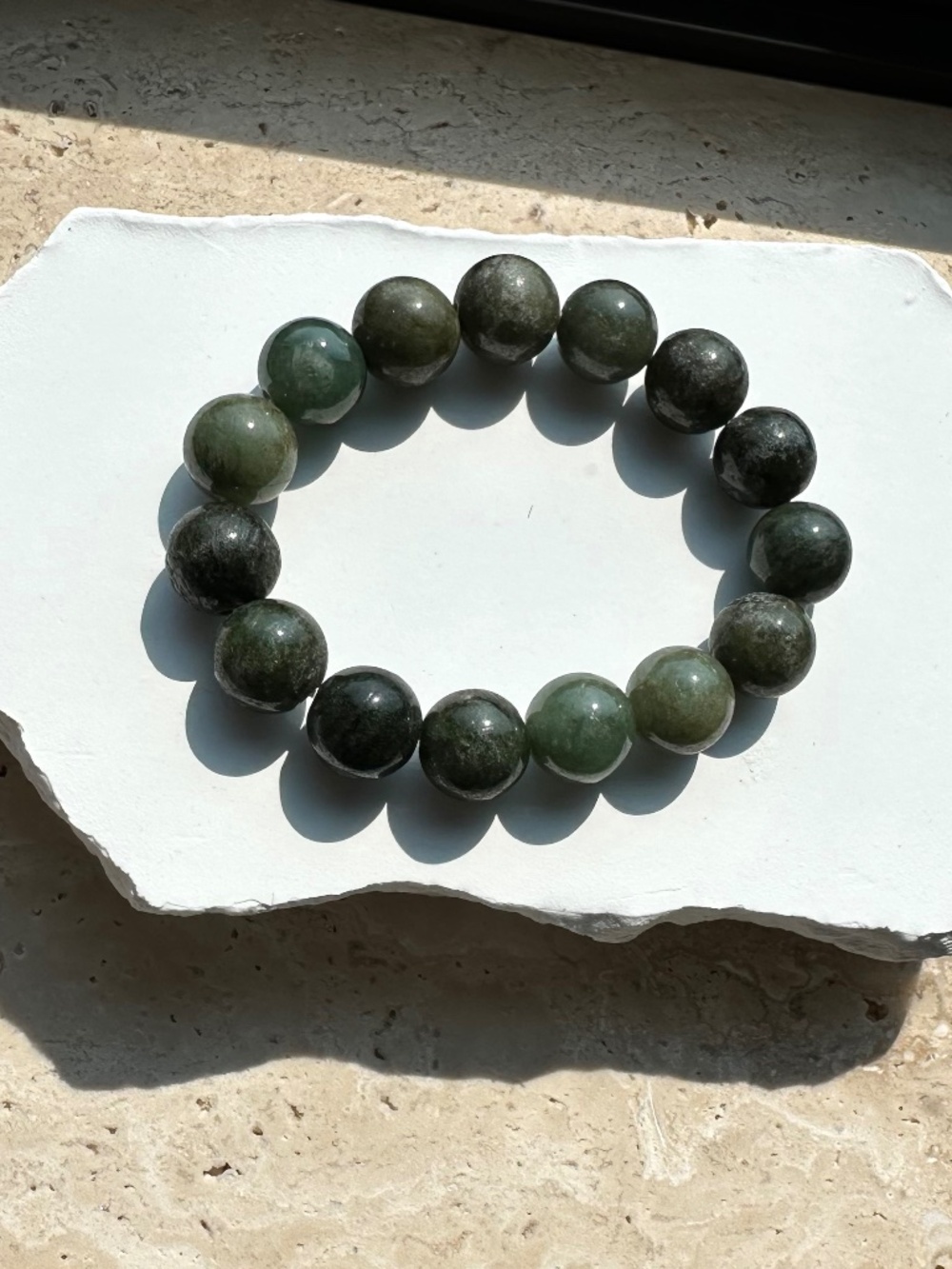 Grade A Burmese Natural Jadeite Jade 13 - 14 mm Beaded Bracelet – Untreated 60 g